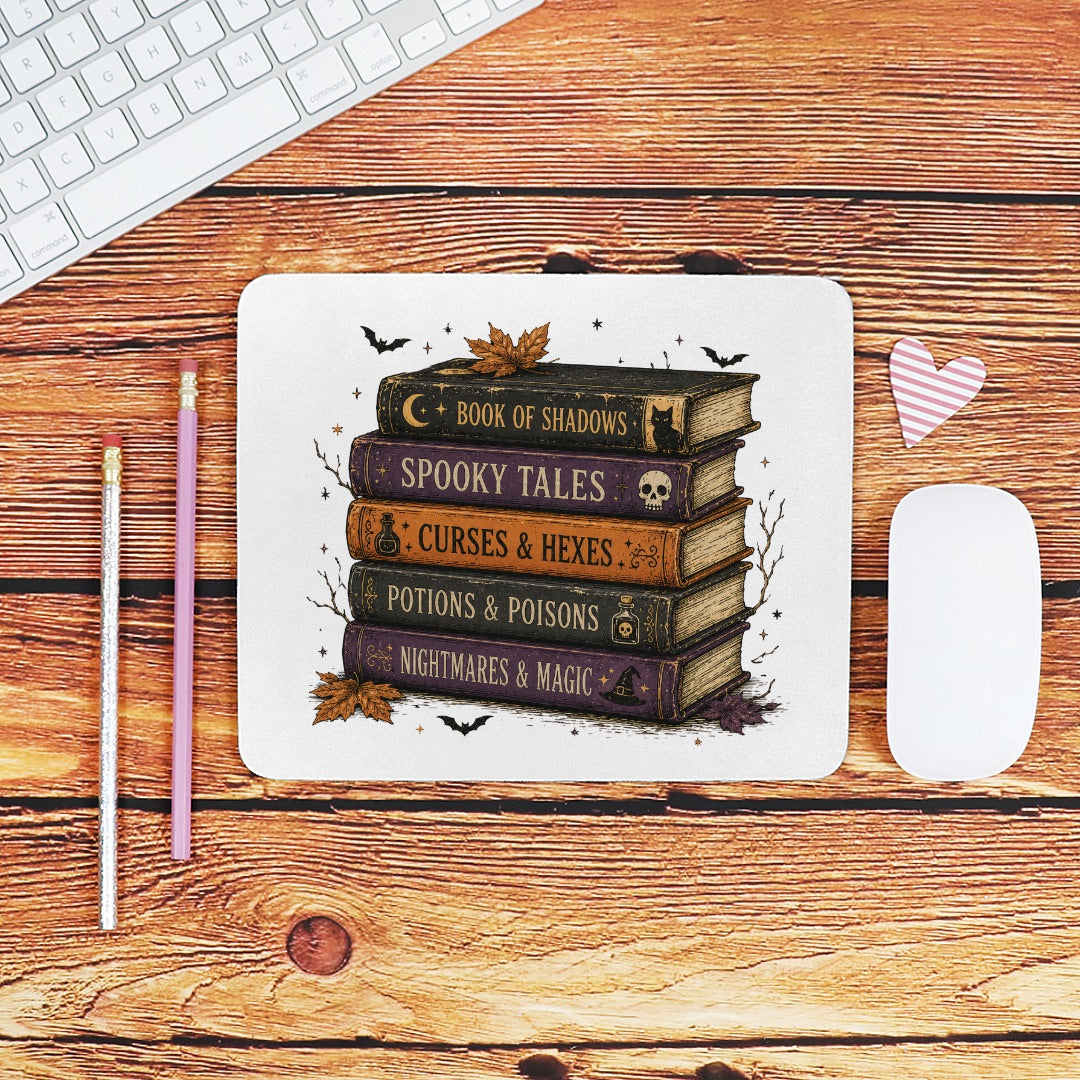 Spooky Stacked Books Mouse Pad (Rectangle)