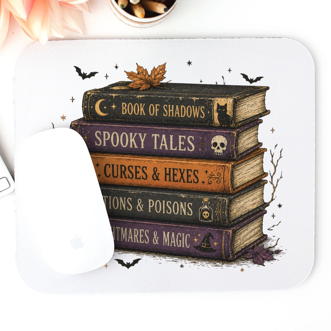 Spooky Stacked Books Mouse Pad (Rectangle)