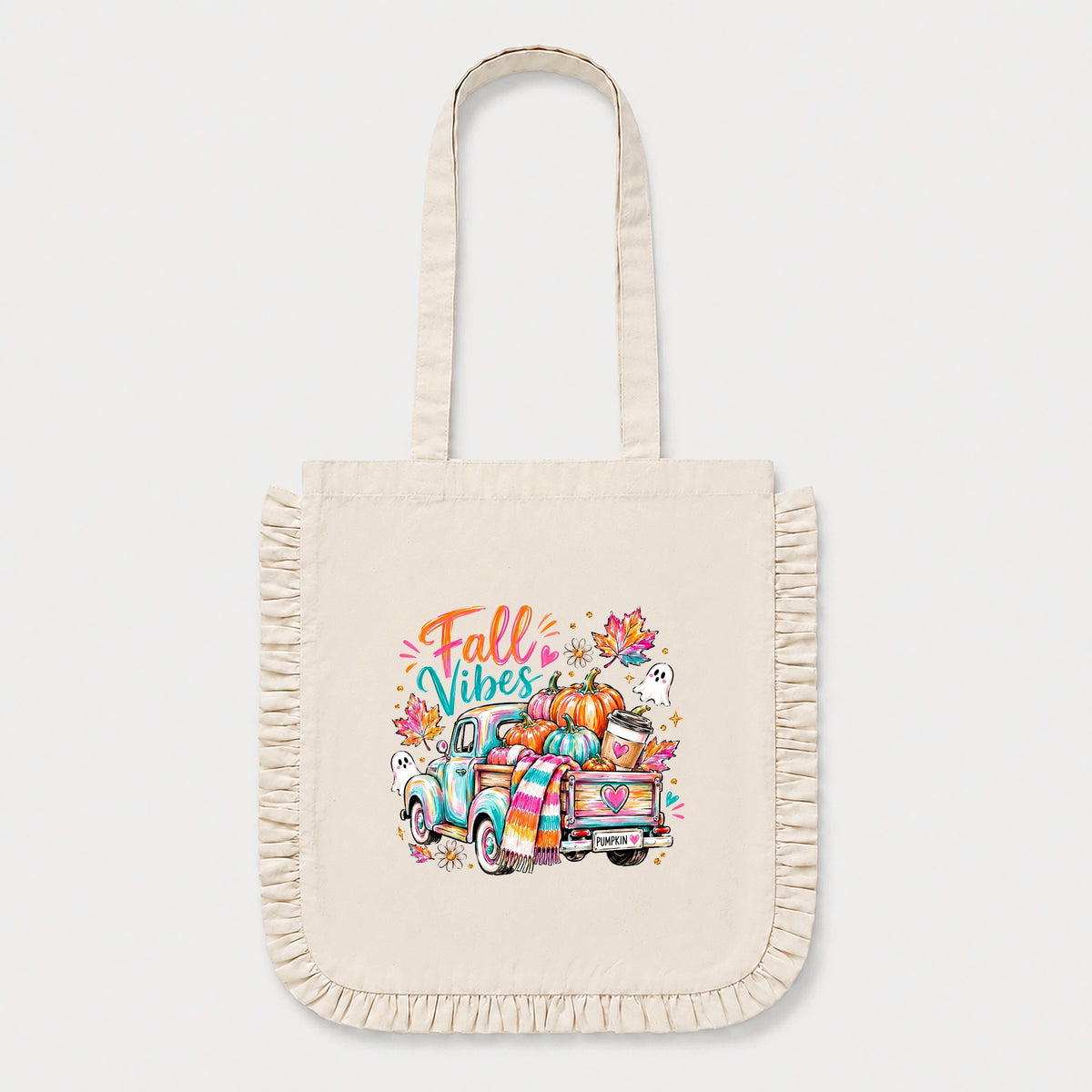 Fall vibes Ruffle Edge Tote Bag