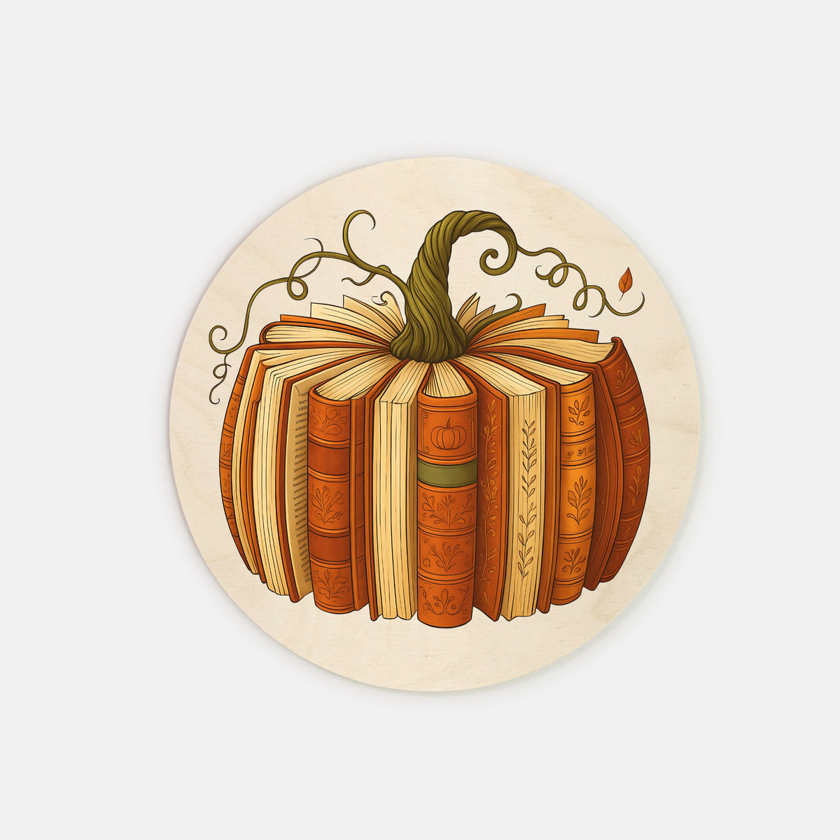 Pumpkin Book Wood Sign 8" (Round)