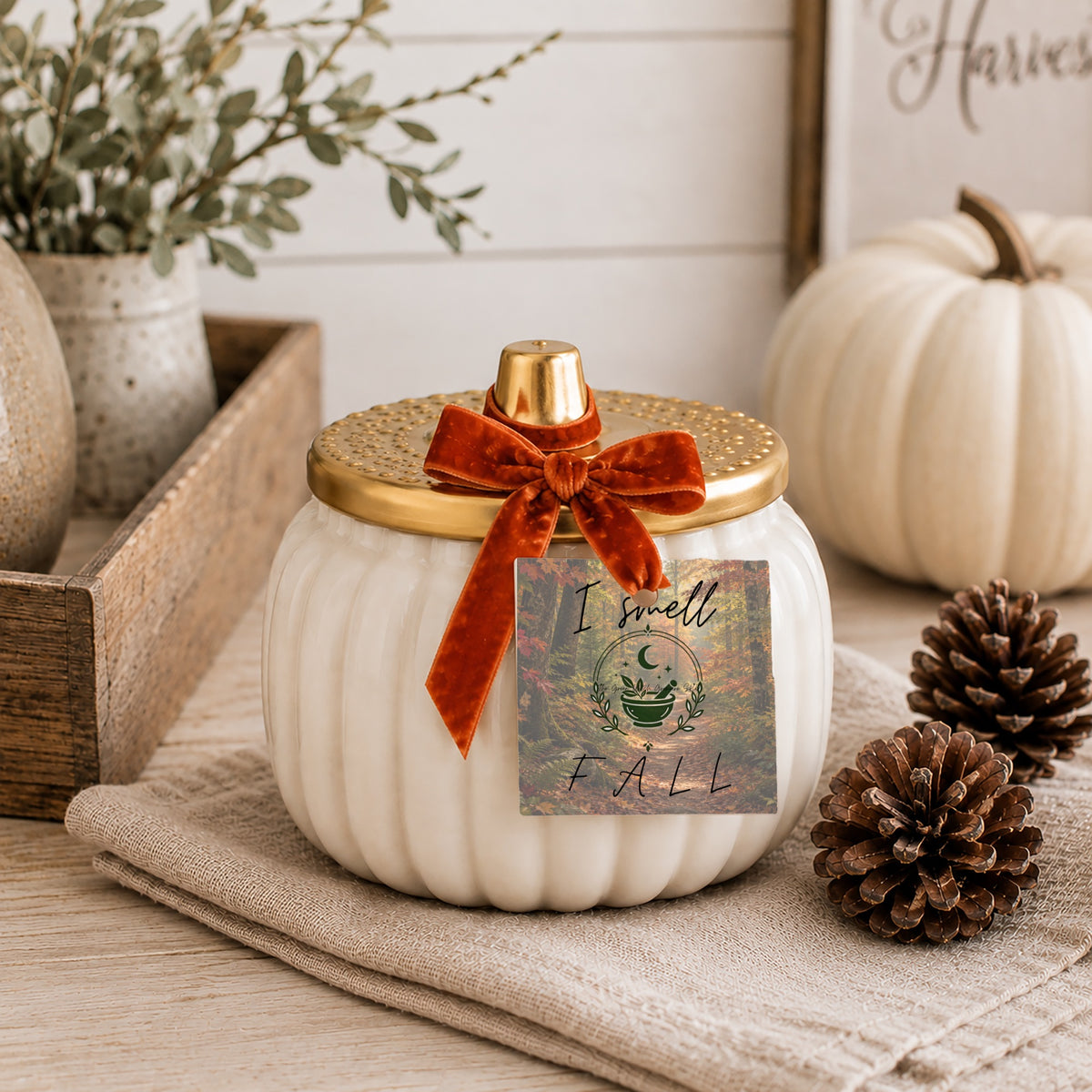 Ivory Harvest Ceramic Pumpkin Candle