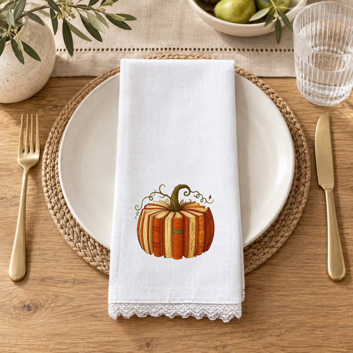 20” Embroidered Lace edges Napkin