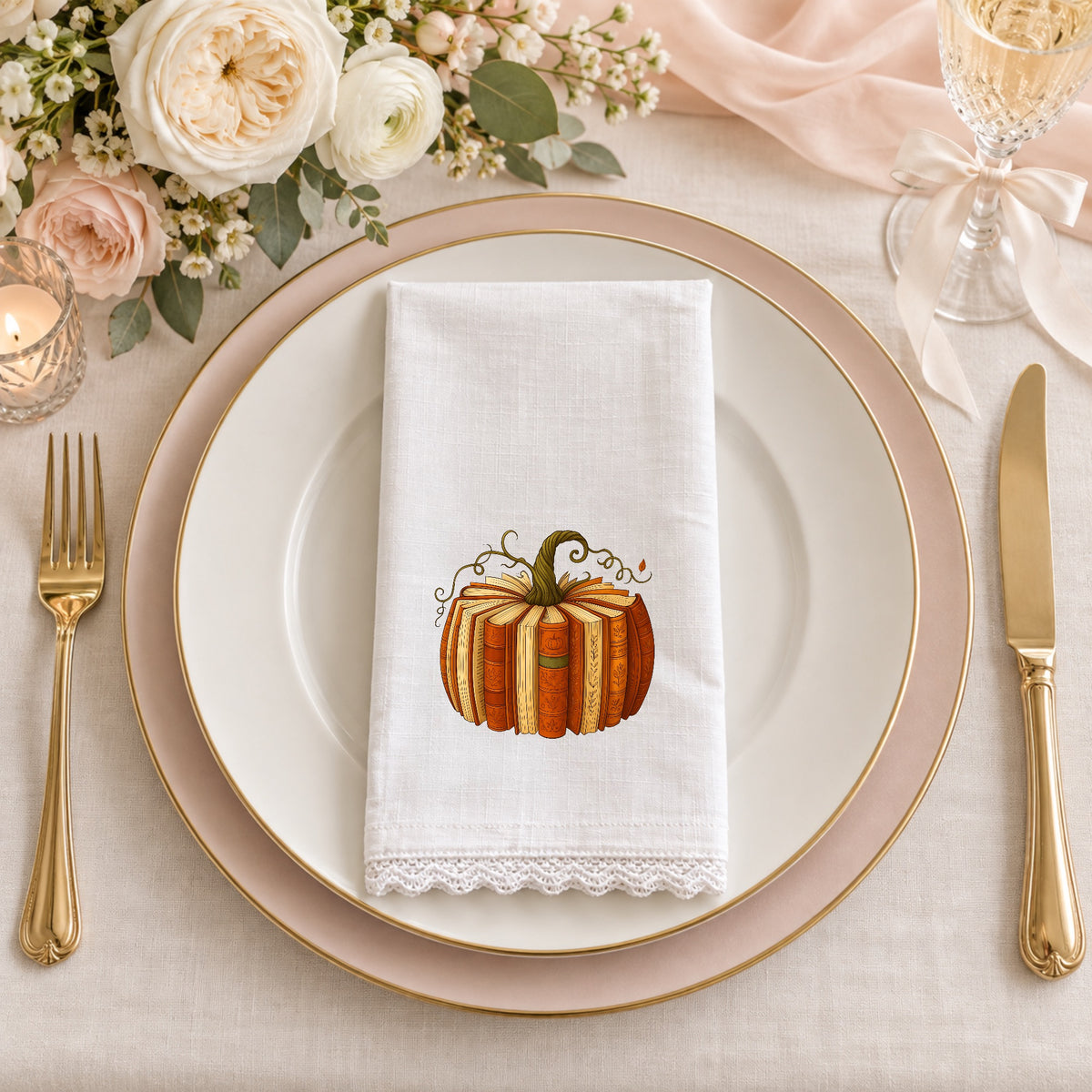 20” Embroidered Lace edges Napkin