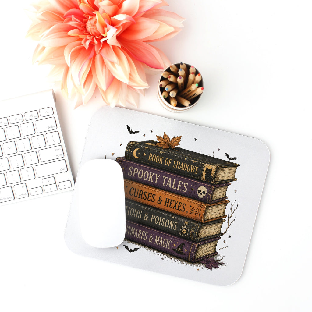 Spooky Stacked Books Mouse Pad (Rectangle)