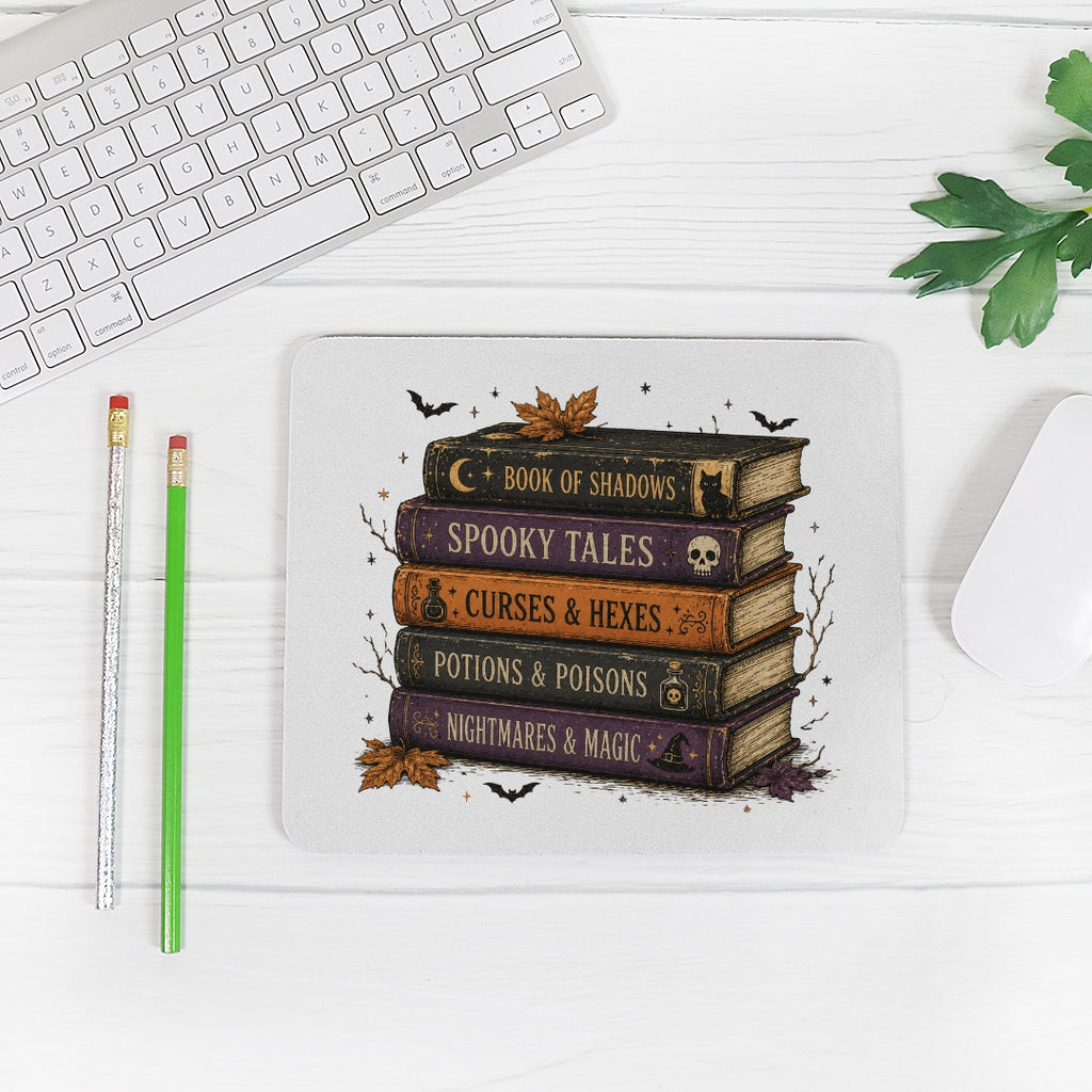 Spooky Stacked Books Mouse Pad (Rectangle)