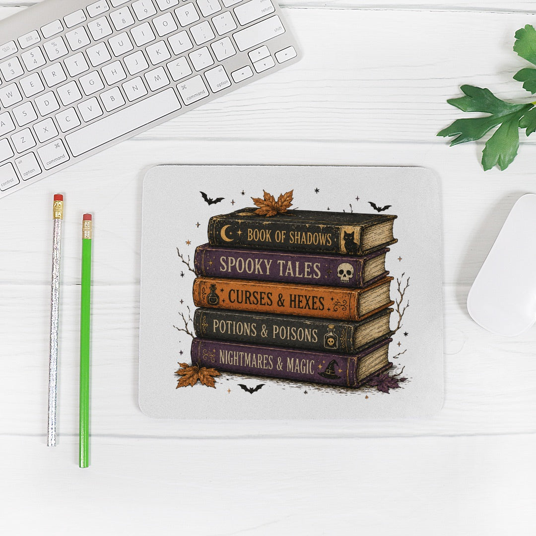 Spooky Stacked Books Mouse Pad (Rectangle)